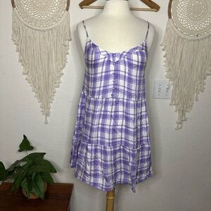 Abound Lavender and White Plaid mini Dress small
